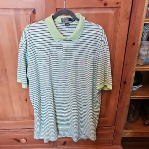 Polo by Ralph Lauren Men's Shirt with Green and Blue Stripes